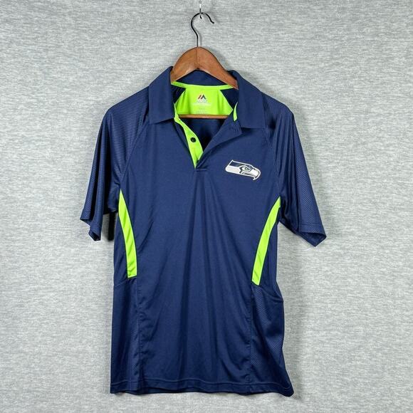 Majestic Cool Base Seattle Seahawks NFL Polo Golf Hawks 12th Man Casual Football - Picture 1 of 4